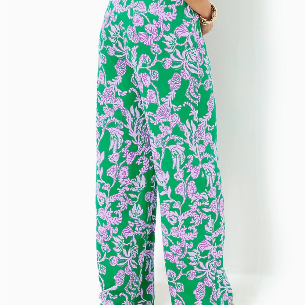 Lilly Pulitzer Green and Purple Wide Leg Pants